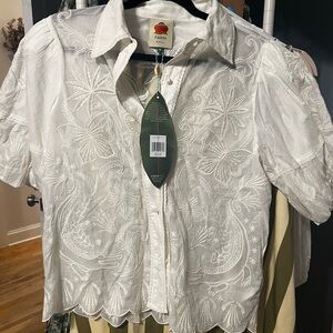 FARM Rio Cream Embroidered Top